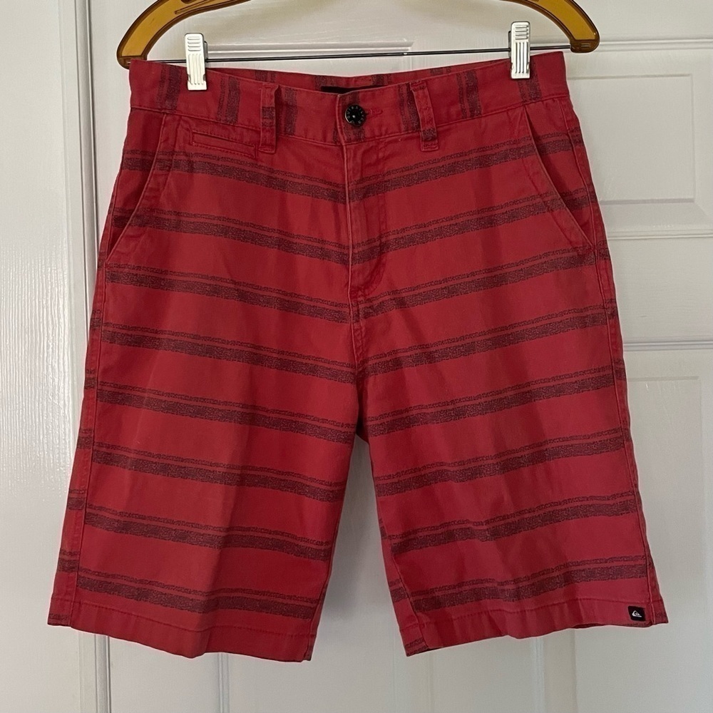 Quicksilver‎ Union Surplus Shorts Red Gray Stripes Size 30